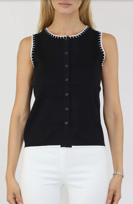 CREWNECK SLEEVELESS CARDIGAN 42601