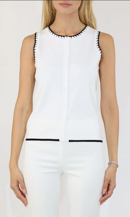 CREWNECK SLEEVELESS CARDIGAN 42601