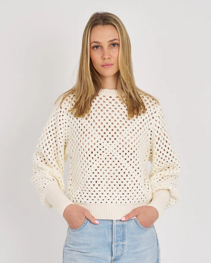 COLETTE COTTON CROCHET CREW F2000
