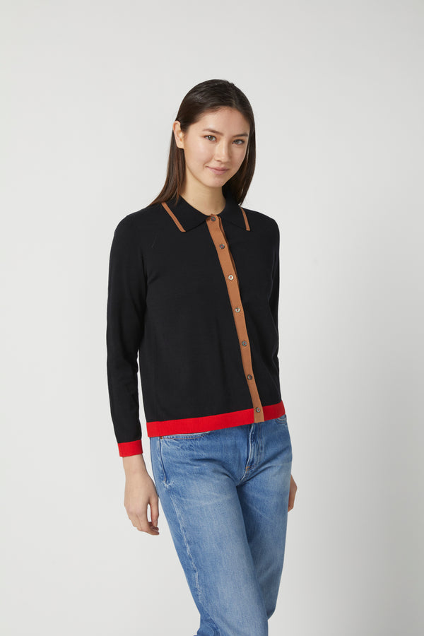 TIPPED POLO  CARDIGAN N7049