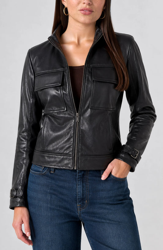 ZIP FRONT MOTO JACKET W/ BUCKLE LM1D16TL95